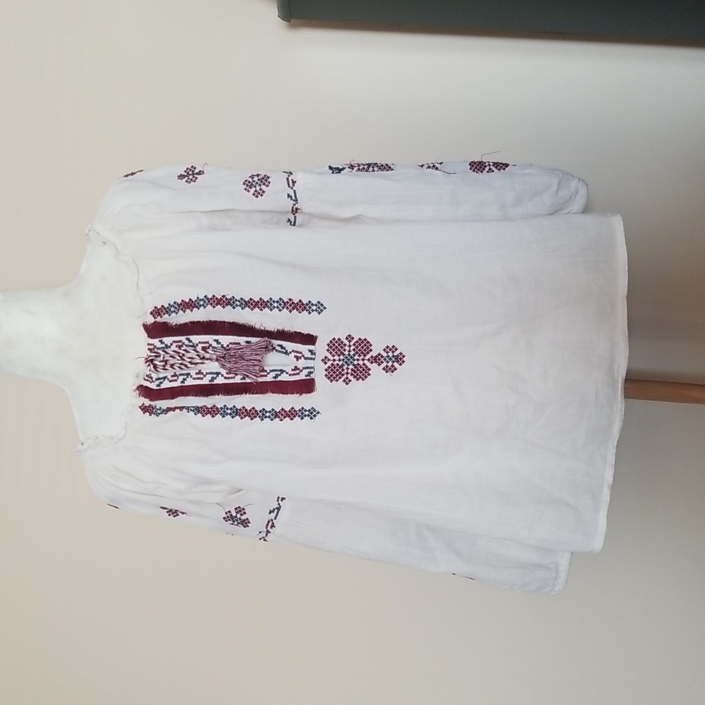 American Eagle Peasant Top Blouse Boho Embroidery Size M